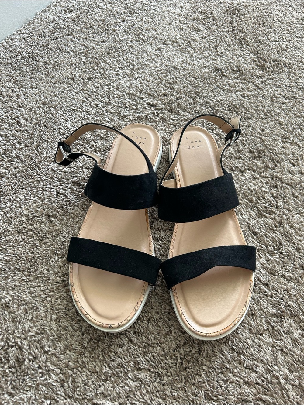 a new day Black Double-Strap Slingback Sandals